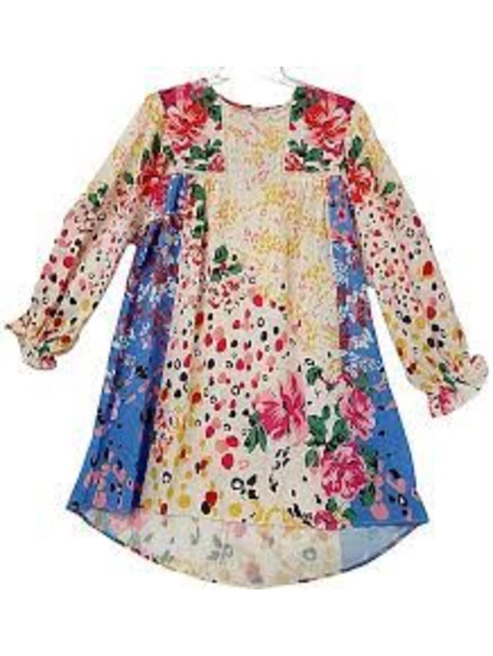 Style U Floral Patchwork Long Sleeve Tunic Dress Size M